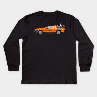 General Lee BTTF Delorean Kids Long Sleeve T-Shirt